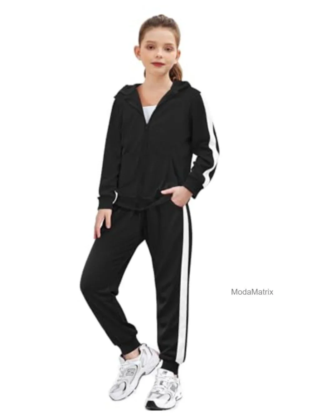 Girls 2 Piece Zip Up Hoodie Sweatsuit Set Jogger Tracksuit